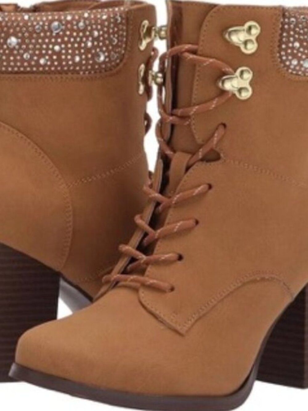 XOXO Women's Maddie Fashion Heeled Ankle Boot, Beige, Size 5